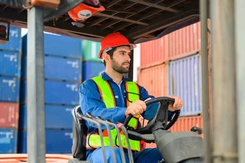 Warehouse engineer working at container yard 스톡 사진