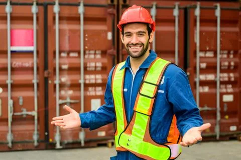 Warehouse engineer working at container yard 스톡 사진