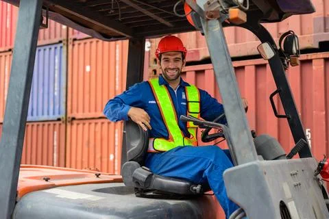 Warehouse engineer working at container yard Stock Photos