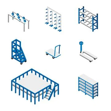 Warehouse equipment set vector illustration Stock Illustration