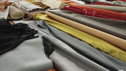 Warehouse with fabrics Stock Footage 106757248