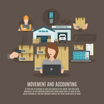 Warehouse facilities concept flat icons poster Stock Illustration