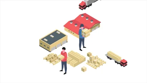 Warehouse Facility animated isometric concept. Stock Footage 231271871