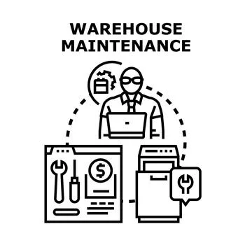 Warehouse facility maintenance planning and management concept Stock Illustration