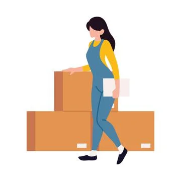 Warehouse female worker Stock Illustration
