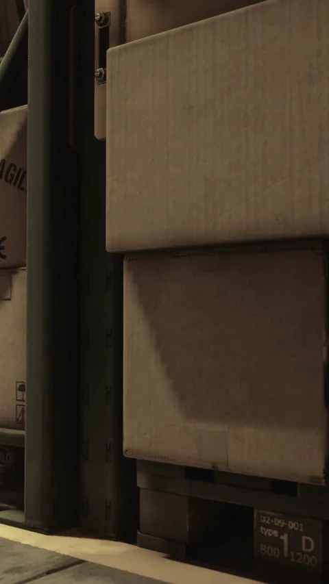 Warehouse filled with cardboard boxes during daytime storage activities Stock Footage 327777921