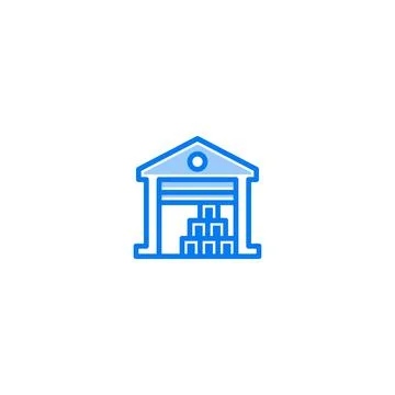 Warehouse filled line icon. linear style sign for mobile concept and web desi Illustrazione stock