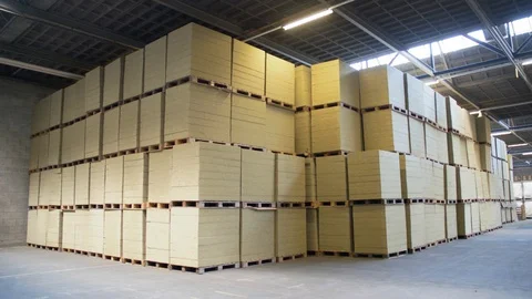 Warehouse Filled With Pallets And Lights On Stock Footage 129398738