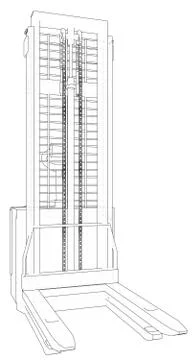 Warehouse Forklift. Wire-frame. EPS10 format. Vector rendering of 3d. 스톡 일러스트