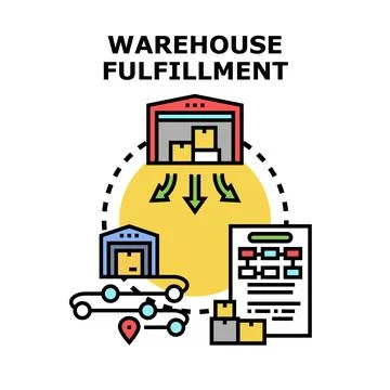 Warehouse fulfillment process managing logistic distribution and delivery 스톡 일러스트