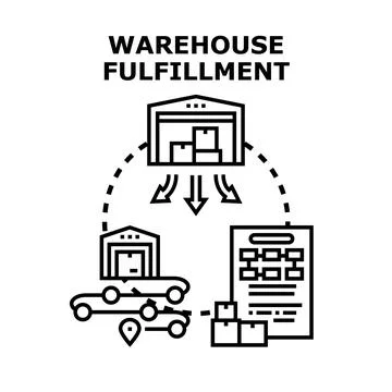 Warehouse fulfillment process managing logistic distribution and delivery Stockillustratie