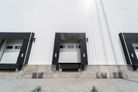 Warehouse gate for loading and unloading cargo in a distributed center Stock Photos