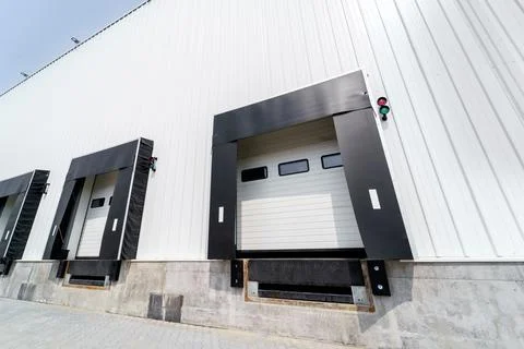 Warehouse gate for loading and unloading cargo in a distributed center Stock Photos