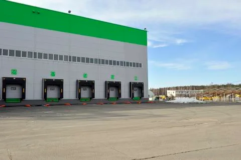 Warehouse with gates for loading goods Stock Photos