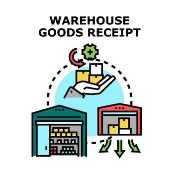Warehouse goods receipt logistics inventory management concept Illustrazione stock