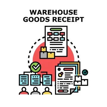 Warehouse goods receipt process document management 库存插图