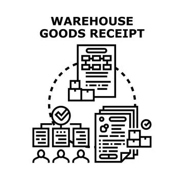 Warehouse goods receipt process document management Stock Illustration