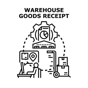 Warehouse goods receipt process management concept Stock Illustration