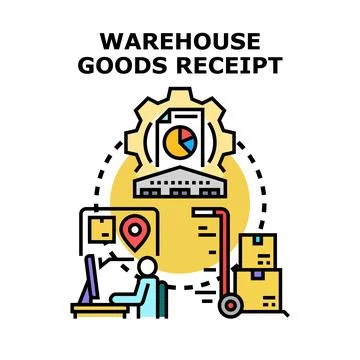 Warehouse goods receipt process management concept Stock Illustration