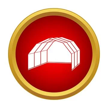 Warehouse hangar building icon in red circle Ilustração Stock