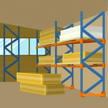 Warehouse Hangar Building Vector in Flat Design Ilustración de archivo