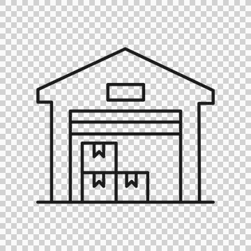 Warehouse icon with cardboard boxes for logistics, storage, and supply Stock Illustration