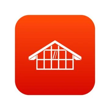 Warehouse icon digital red Stock Illustration