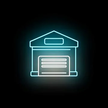 Warehouse icon glowing blue neon vector illustration Ilustración de archivo