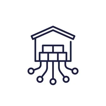 Warehouse icon, logistics and distribution line vector Stock Illustration
