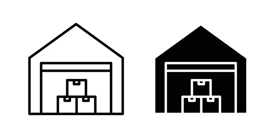 Warehouse icon vector template set in black Stock Illustration