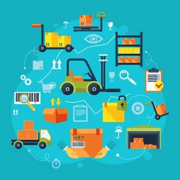Warehouse icons flat Stockillustratie