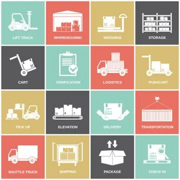 Warehouse icons flat Stockillustratie