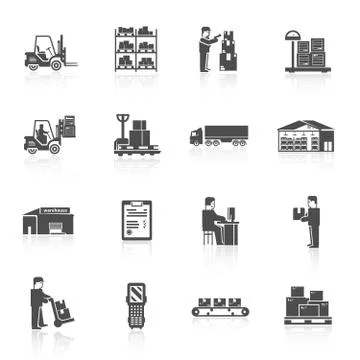 Warehouse Icons Set Ilustración de archivo