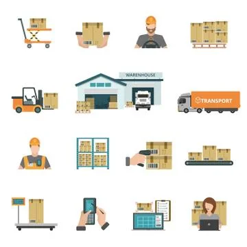 Warehouse Icons Set Illustrazione stock