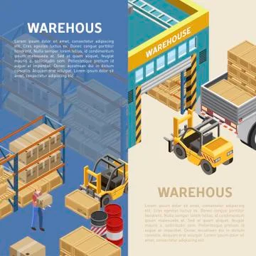 Warehouse illustrations with descriptions Stock Illustration