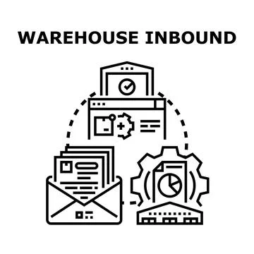 Warehouse inbound logistics process managing inventory flow Stock Illustration