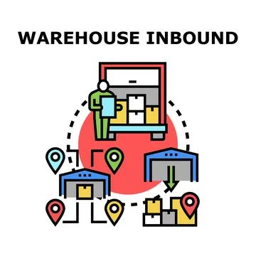Warehouse inbound logistics processing and goods supply chain 스톡 일러스트