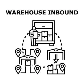 Warehouse inbound logistics processing and goods supply chain 스톡 일러스트