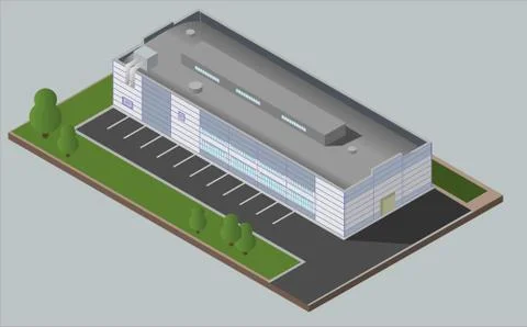 Warehouse Industrial building. Isolated vector 3D isometric concept Stock Illustration