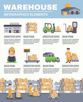 Warehouse Infographics Layout Stock Illustration