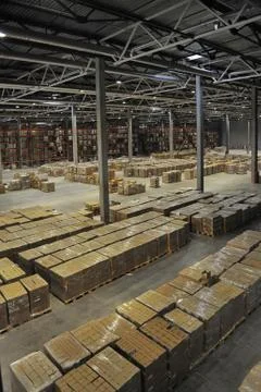Warehouse inside with lots of boxes Stock Photos