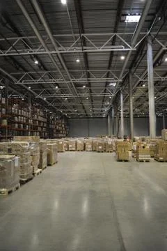 Warehouse inside with lots of boxes Stock Photos