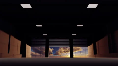 Warehouse interier concept Industrial hall with lots of space and big emptiness Stock Footage 148322775