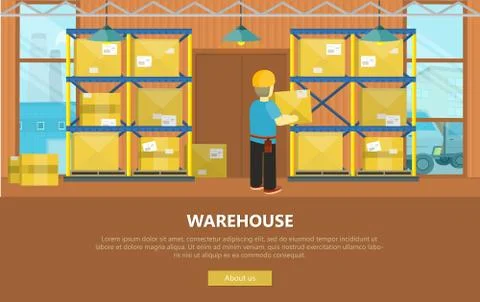 Warehouse Interior Banner Stock Illustration