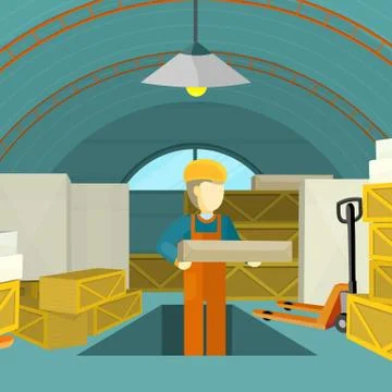 Warehouse Interior Banner Stock Illustration