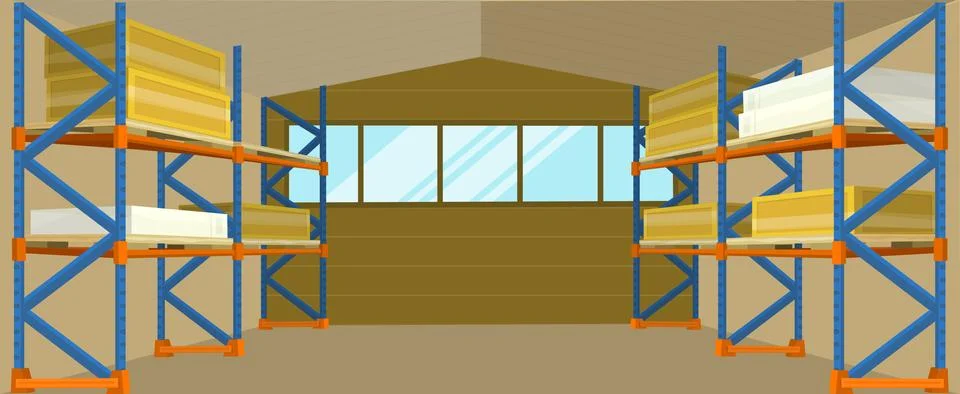 Warehouse Interior Banner Stock Illustration