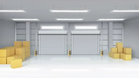 Warehouse interior with cardboard boxes イラスト素材