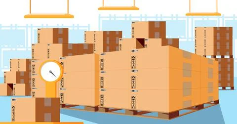Warehouse Interior with Goods and Container イラスト素材