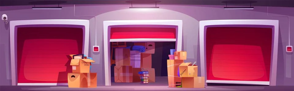Warehouse interior with house stuff boxes 스톡 일러스트