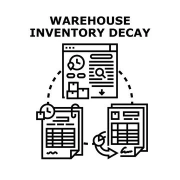 Warehouse inventory decay management control system tracking Stock Illustration